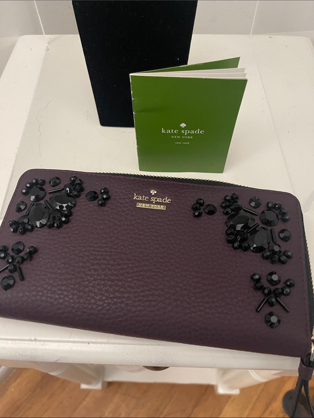 Kate Spade Jeweled Plum Floral Wallet - Picture 9 of 9